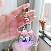 Load image into Gallery viewer, Floating Creative cute panda acrylic milk bottle Keychain Moving Liquid quicksand drift bottle keyring for women bag pendant
