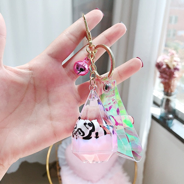 Acrylic Moving Liquid Keyrings  Acrylic Keychain Creative Milk