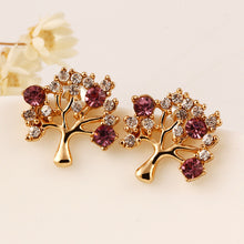 Load image into Gallery viewer, LE SKY New Fashion Flash Red Purple Charm Crystal Earrings Fruit Tree Money Earrings for Women Girls Jewelry
